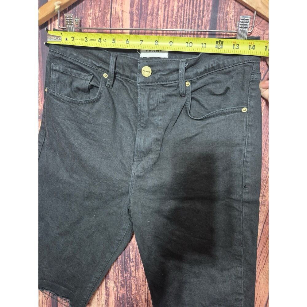 Frame Women's Black Le Vintage Bermuda Raw Edge Denim Shorts Size 28 - Picture 6 of 9
